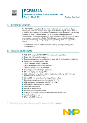 PCF8534A datasheet cover page