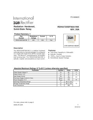 RDHA720SF06A1NK datasheet cover page