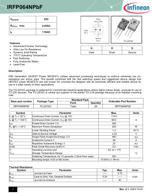 IRFP064N datasheet cover page