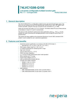 74LVC1G98GV-Q100H datasheet cover page