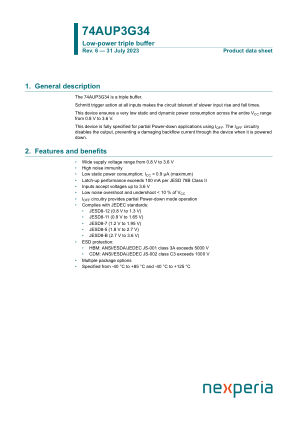 74AUP3G34GT115 datasheet cover page