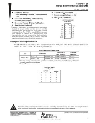 SN74AC11-EP datasheet cover page