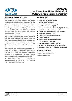 SGM621E datasheet cover page