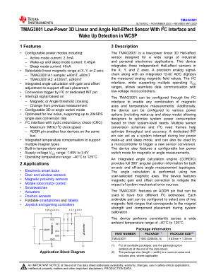 TMAG3001 datasheet cover page