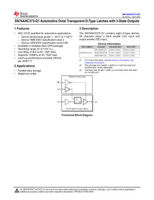 SN74AHC373-Q1 datasheet cover page