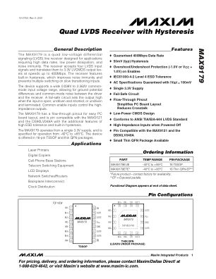 MAX9179 datasheet cover page