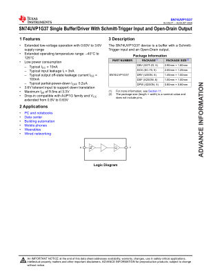 SN74UVP1G37 datasheet cover page