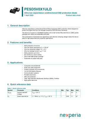 PESD5V0X1ULD datasheet cover page
