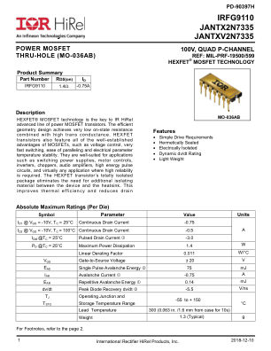 IRFG9110 datasheet cover page