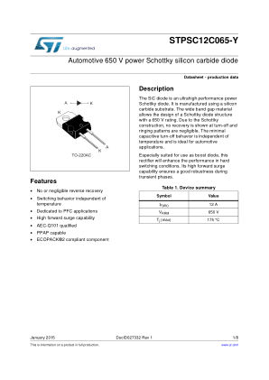 STPSC12C065-Y datasheet cover page