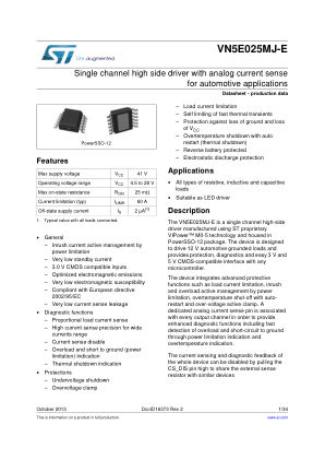 VN5E025MJ-E datasheet cover page