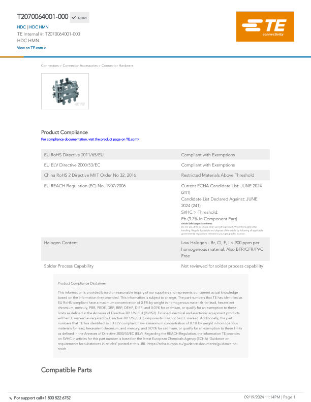 T2070064001-000 datasheet cover page