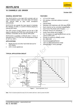 IS31FL3216-QFLS2-TR datasheet cover page