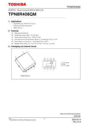 TPN8R408QM datasheet cover page