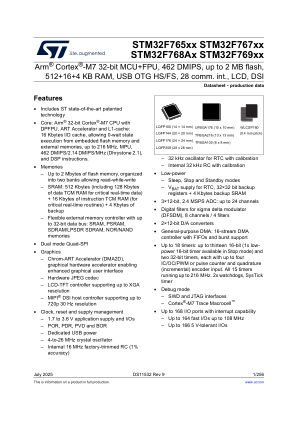 STM32F765BI 数据手册首页