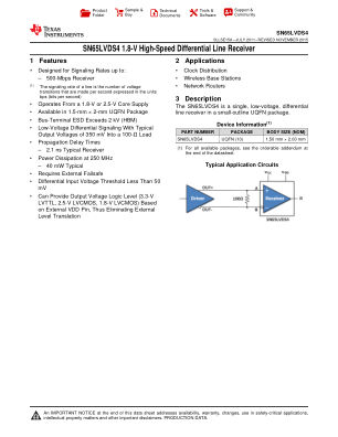 SN65LVDS4 datasheet cover page