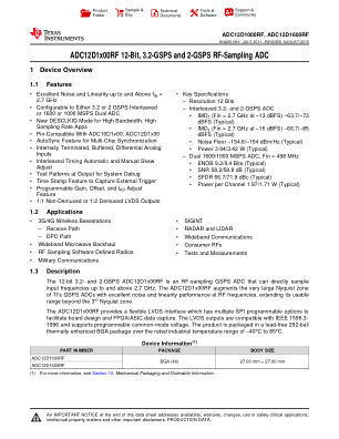 ADC12D1600RF datasheet cover page