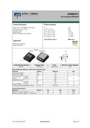 AON2411 datasheet cover page