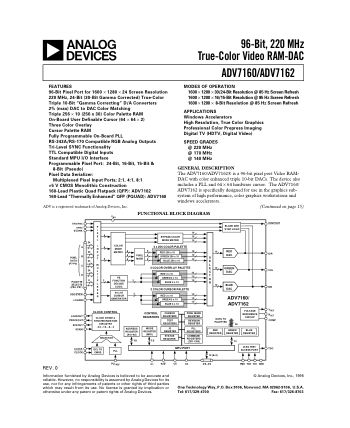 ADV7160 datasheet cover page