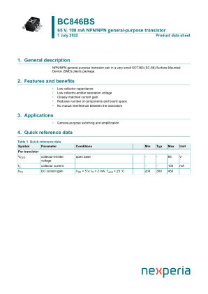 BC846BS datasheet cover page