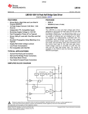 LM5109 datasheet cover page