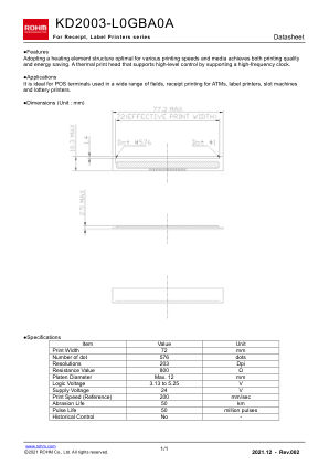 KD2003-L0GBA0A 数据手册首页