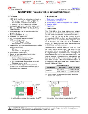 TLIN1027-Q1 datasheet cover page