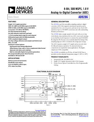 AD9286 数据手册首页