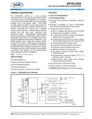 XR16L2552 数据手册首页