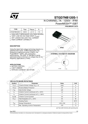 STGD7NB120S 数据手册首页
