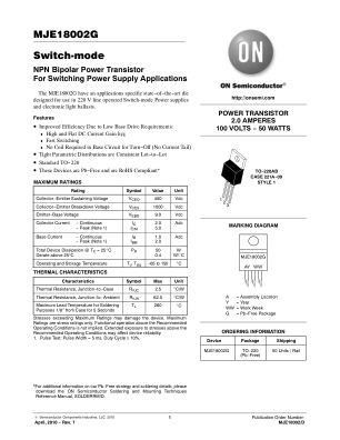 MJE18002 datasheet cover page