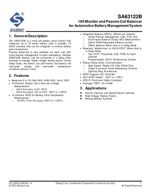 SA63122BGGF datasheet cover page