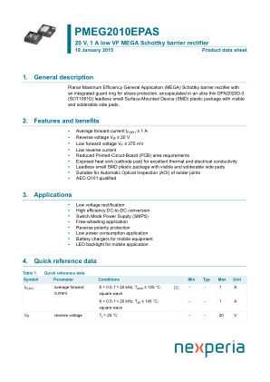 PMEG2010EPAS115 datasheet cover page