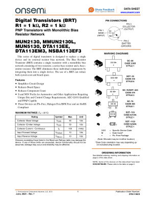 DTA113E datasheet cover page