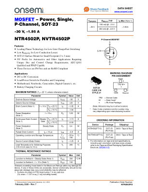 NTR4502P 数据手册首页