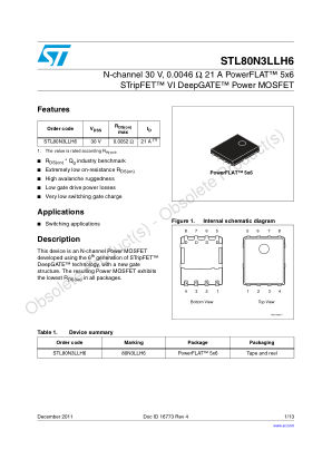 STL80N3LLH6 数据手册首页