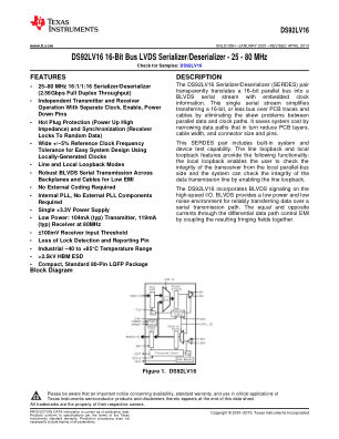 DS92LV16 datasheet cover page