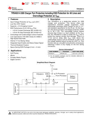 TPD4S014 datasheet cover page
