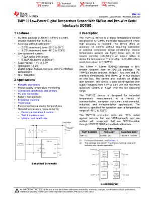 TMP102 datasheet cover page