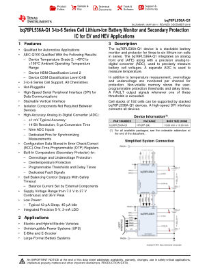 BQ76PL536A-Q1 数据手册首页
