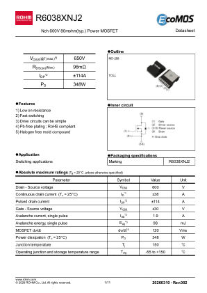 R6038XNJ2 数据手册首页