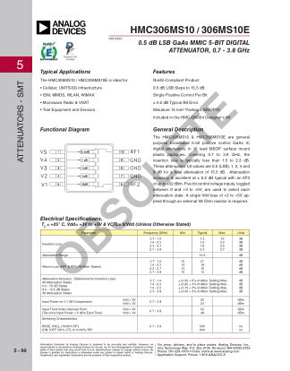 HMC306 datasheet cover page