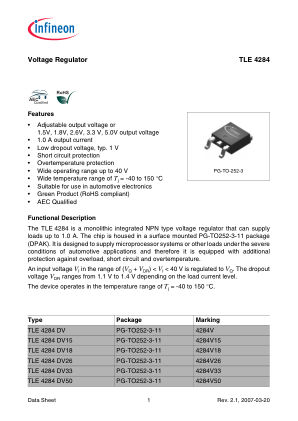 TLE4284 datasheet cover page