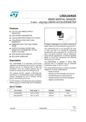 LIS2L02AQ3 数据手册首页