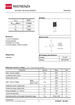 R6576ENZ4 datasheet cover page