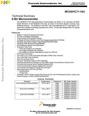 MC68HC711N4TS datasheet cover page