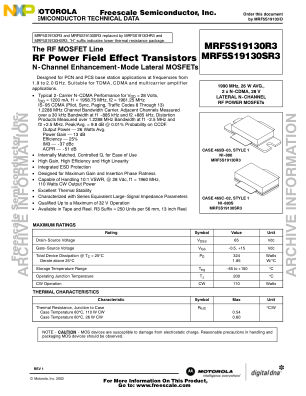 MRF5S19130 datasheet cover page