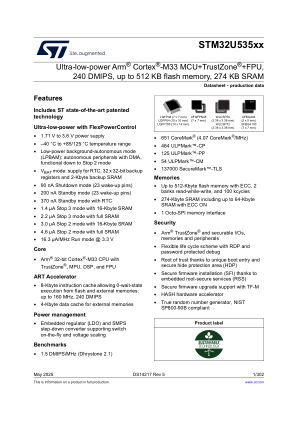 STM32U535CB datasheet cover page