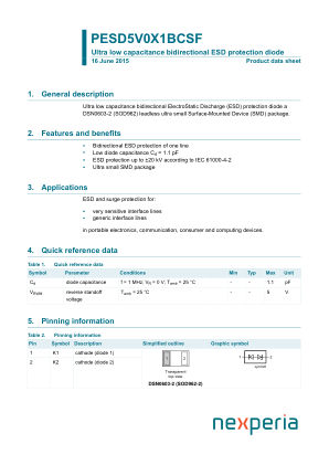 PESD5V0X1BCSF datasheet cover page