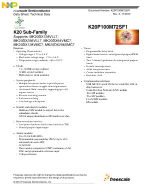 K20P100M72SF1 数据手册首页